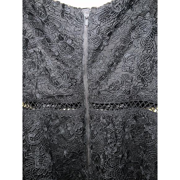 Bardot Dress Womens 12 Sexy Black Lace Puff Sleeve Tiered Mini Party Cocktail - Picture 10 of 14